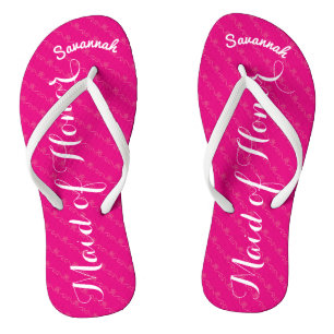 Personalized Maid of Honour Pink or Any Colour Flip Flops