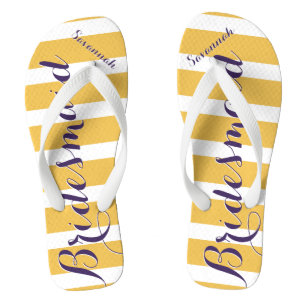 Personalized Maid of Honour Purple Mustard Yellow Flip Flops