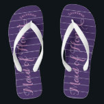 Personalized Maid of Honour Purple or Any Colour Flip Flops<br><div class="desc">Purple and Lavender Lilac Stripes Pattern - Change to Any Colour by clicking customize. And say anything you want. Make these one of a kind flip flops that have YOUR message on them. Be the talk of the beach! bridesmaids, bachelorette party, seaside tropical coastal shoreline, ocean cruise beach , wedding...</div>