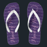 Personalized Maid of Honour Purple or Any Colour Flip Flops<br><div class="desc">Purple and Lavender Lilac Stripes Pattern - Change to Any Colour by clicking customize. And say anything you want. Make these one of a kind flip flops that have YOUR message on them. Be the talk of the beach! bridesmaids, bachelorette party, seaside tropical coastal shoreline, ocean cruise beach , wedding...</div>