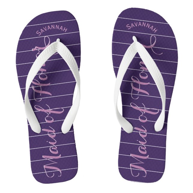 Personalized Maid of Honour Purple or Any Colour Flip Flops (Footbed)