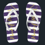 Personalized Maid of Honour Purple Yellow Any Colo Flip Flops<br><div class="desc">Rich Gold and Twilight Purple Wedding Party Flip Flops Bride,  Bridesmaid or Maid of Honour.  Even for the guys,  Groom,  Best Man and Groomsman Flipflops.</div>