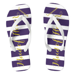 Personalized Maid of Honour Purple Yellow Any Colo Flip Flops