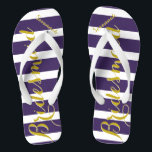 Personalized Maid of Honour Purple Yellow Any Colo Flip Flops<br><div class="desc">Rich Gold and Twilight Purple Wedding Party Flip Flops Bride,  Bridesmaid or Maid of Honour.  Even for the guys,  Groom,  Best Man and Groomsman Flipflops.</div>
