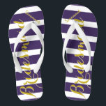 Personalized Maid of Honour Purple Yellow Any Colo Flip Flops<br><div class="desc">Rich Gold and Twilight Purple Wedding Party Flip Flops Bride,  Bridesmaid or Maid of Honour.  Even for the guys,  Groom,  Best Man and Groomsman Flipflops.</div>