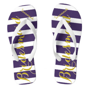 Personalized Maid of Honour Purple Yellow Any Colo Flip Flops