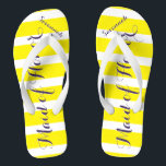 Personalized Maid of Honour Purple Yellow Any Colo Flip Flops<br><div class="desc">Yellow and Purple Plum Stripes Pattern - Change to Any Colour by clicking customize. And say anything you want.  Make these one of a kind flip flops that have YOUR message on them.  Be the talk of the beach!</div>