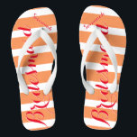 Personalized Maid of Honour Red and Coral Flip Flops<br><div class="desc">Personalized Red and Coral Orange Sherbert Stripes Pattern - Change to Any Colour by clicking customize. And say anything you want.  Make these one of a kind flip flops that have YOUR message on them.  Be the talk of the beach!</div>