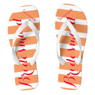 Personalized Maid of Honour Red and Coral Flip Flops