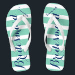 Personalized Maid of Honour Red and Mint Flip Flops<br><div class="desc">Mustard  Red and Mint Stripes Pattern - Change to Any Colour by clicking customize. And say anything you want.  Make these one of a kind flip flops that have YOUR message on them.  Be the talk of the beach!</div>