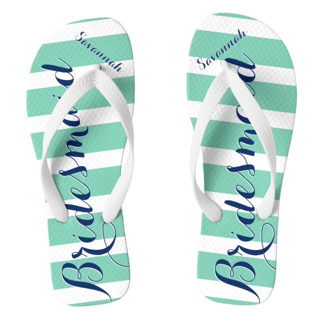 Personalized Maid of Honour Red and Mint Flip Flops (Footbed)