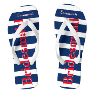 Personalized Maid of Honour Red White Blue Flip Flops