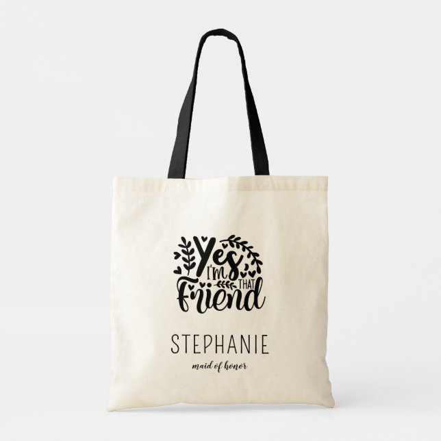 Personalized Maid of Honour Tote Bag Gift (Back)
