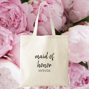 Personalized Maid of Honour Wedding Date Name Tote Bag