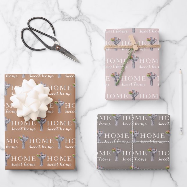 Personalized Mailbox Number Wrapping Paper Sheets  (Front)