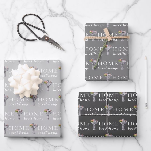 Personalized Mailbox Number Wrapping Paper Sheets  (Front)