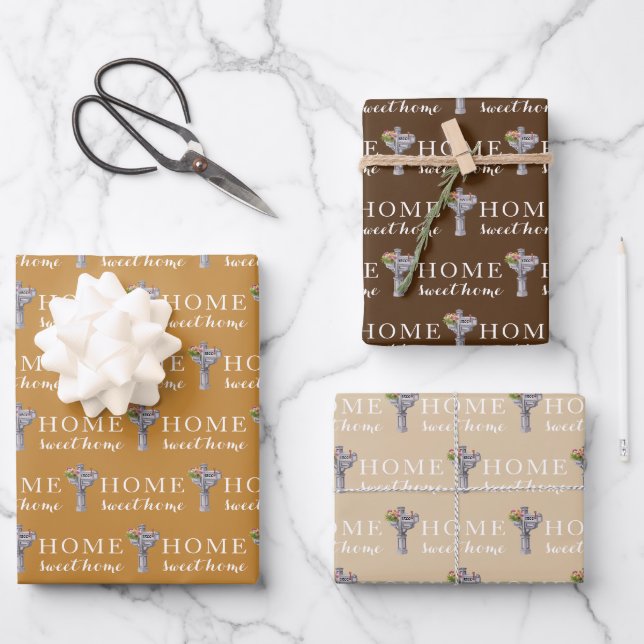Personalized Mailbox Number Wrapping Paper Sheets  (Front)