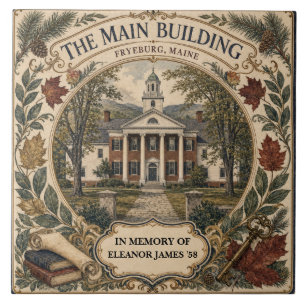 Personalized Main Building Fryeburg Maine Alumni Tile