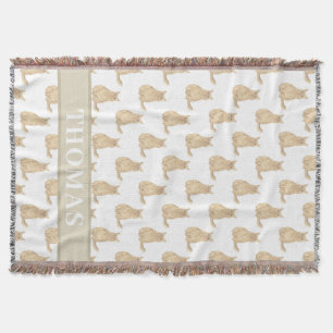 Personalized Maine Coon Cat (Orange) Pink & White Throw Blanket