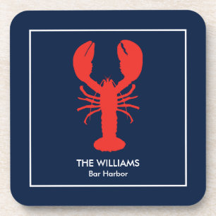 Personalized Maine Red Lobster Preppy - set of 6 Coaster