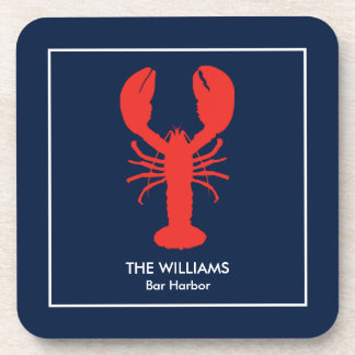 Personalized Maine Red Lobster Preppy - set of 6 Coaster