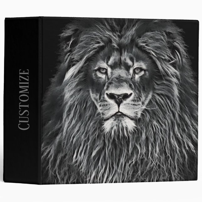 Personalized Majestic Grey Lion Binder (Front/Spine)