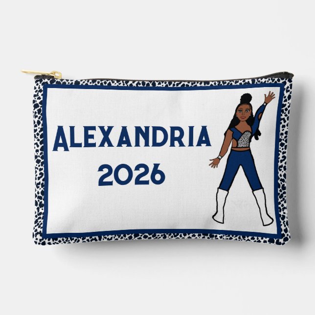 Personalized Majorette Dancer Blue Leopard Accessory Pouch (Front)