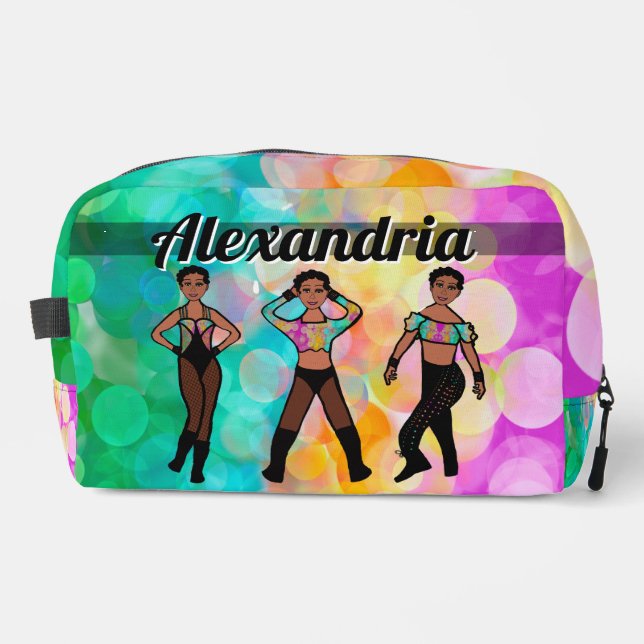 Personalized Majorette Dancer Pastel & Black #1 Dopp Kit (Front)