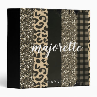 Personalized Majorette Faux Cheetah and Glitter Binder