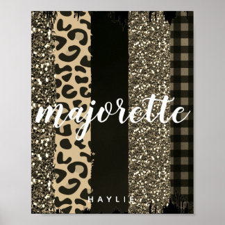 Personalized Majorette Faux Cheetah and Glitter Poster