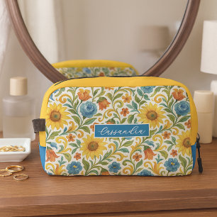 Personalized Makeup Bag With Sicilian Floral Art