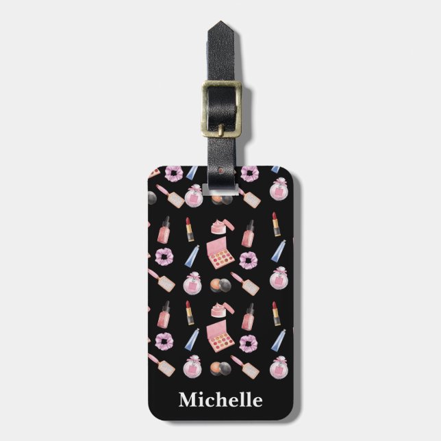 Personalized Makeup Cosmetics Pattern Cosmetology Luggage Tag (Front Vertical)