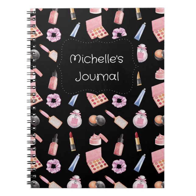Personalized Makeup Cosmetics Pattern Cosmetology Notebook (Front)
