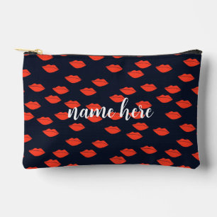 Personalized Makeup Pouch with Red Lips