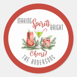 Personalized Making Spirits Bright Festive Holiday Classic Round Sticker