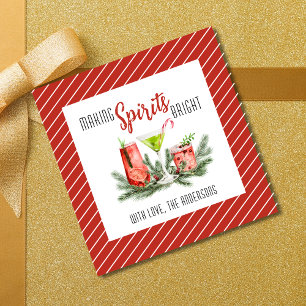 Personalized Making Spirits Bright Red and Green Favour Tags