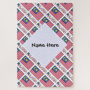 Personalized Malaysia Flag Tiled Jigsaw Puzzle