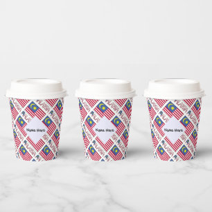 Personalized Malaysia Flag Tiled Paper Cups