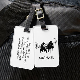 Personalized Male Piano Player - Pianist Music Luggage Tag