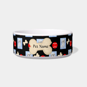 Personalized Malshi Black Pet Bowl