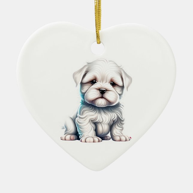 Personalized  Maltese Puppy Ceramic Ornament (Front)