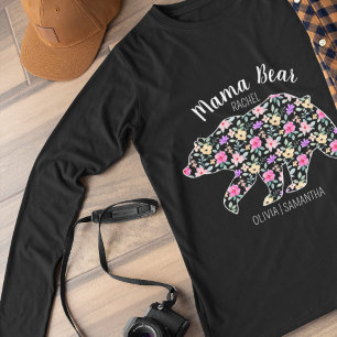 Personalized Mama Bear Floral Mother Mom Mummy T- T-Shirt