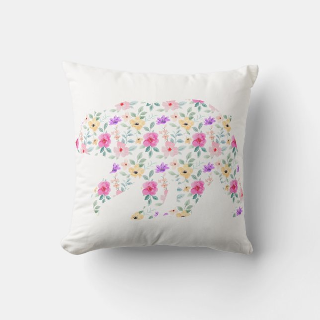 Personalized Mama Bear Floral Mother Mom Mummy  T- Throw Pillow (Front)