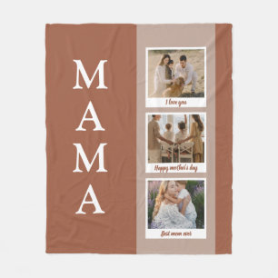 Personalized Mama Blanket with 3 Photos & Custom 