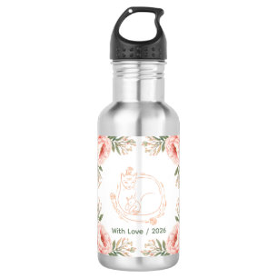 Personalized Mama Cat & Kitten Floral Mother's Day 532 Ml Water Bottle