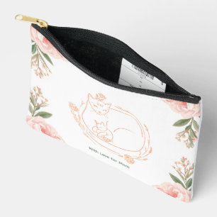 Personalized Mama Cat & Kitten Floral Mother's Day Accessory Pouch