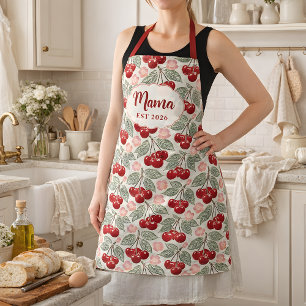 Personalized Mama Cherry Apron   Custom Name & Est