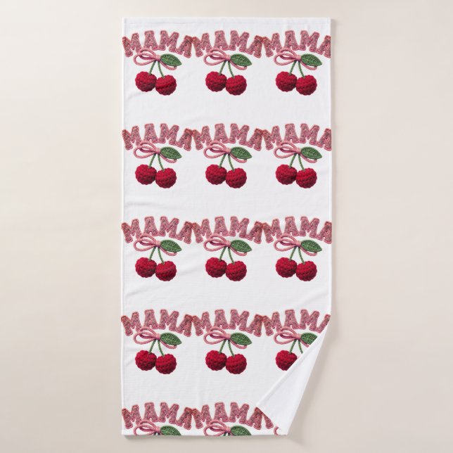 Personalized “Mama” Cherry Print – Funny Kitchen T Bath Towel Set (Bath Towel)