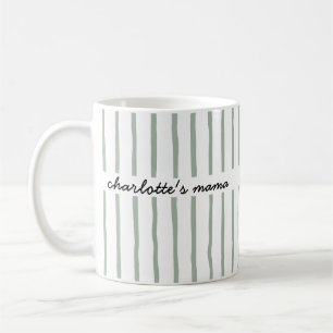 Personalized Mama Custom Child's Name Striped Gift Coffee Mug