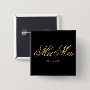 Personalized Mama Est Elegant Classic Black 2 Inch Square Button
